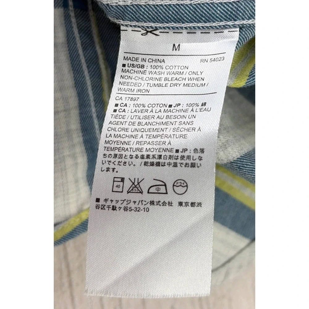 Banana Republic Men's M Soft Wash Long Sleeve Shirt Slim Fit Blue Yellow Plaid